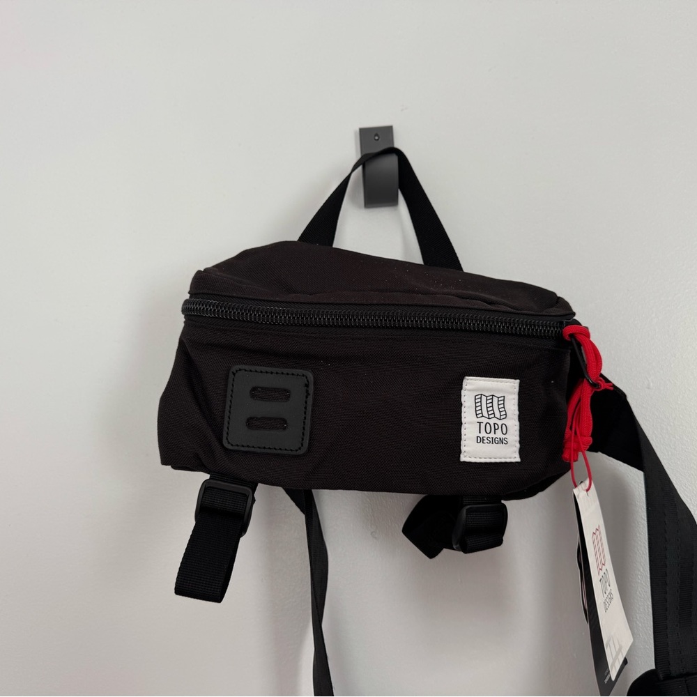 Topo Designs Black Waist Pack with Red Accent